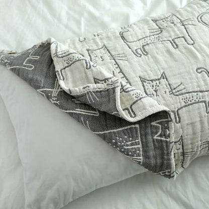 Ownkoti Cat Printed Pillow Towel Bed Cotton Pillow Decor (2PCS) Pillowcases Ownkoti 1