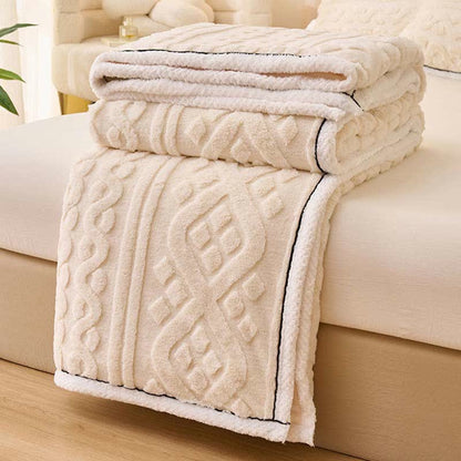 Solid Color Jacquard Soft Fleece Blanket