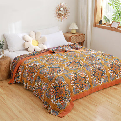 Multicolor Printed Cotton Lightweight Reversible Quilt
