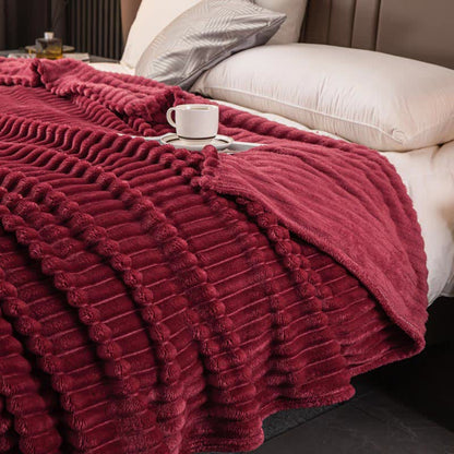 Solid Color Stripe Soft Throw Blanket Blankets Ownkoti Red Queen