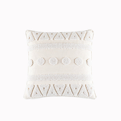 Morocco Beige Jacquard Tassels Pillow Cover
