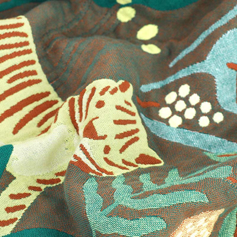 Forest Tiger Reversible Pattern Gauze Blanket
