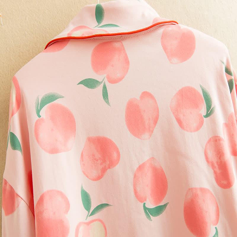 Plus-size Cute Peach Cotton Loungewear Set