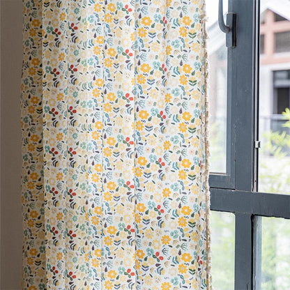 Yellow Flower Tassel Light Filtering Curtain