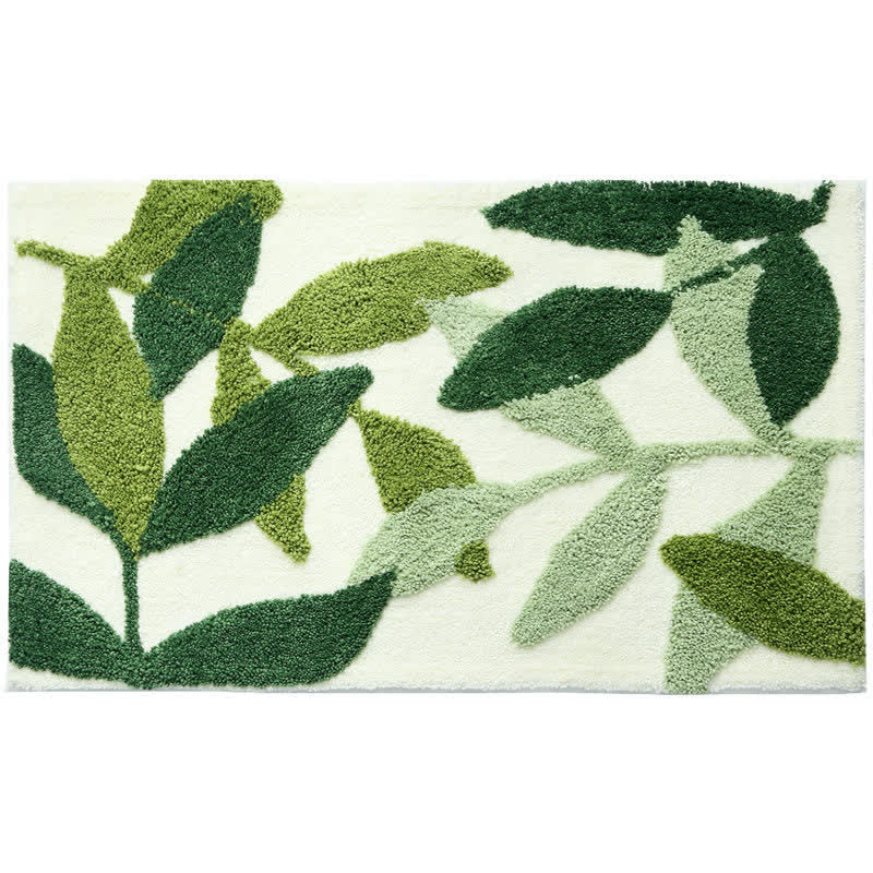 Ownkoti Green Leaf Print Soft Non-Slip Floor Rug – ownkoti