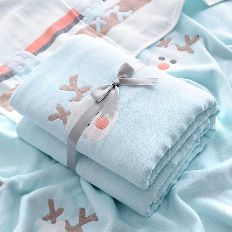 Ownkoti Cute Deer Cotton Gauze Baby Quilt