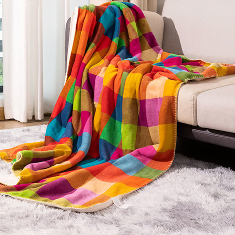 Ownkoti Colorful Plaid Pattern Thick Throw Blanket