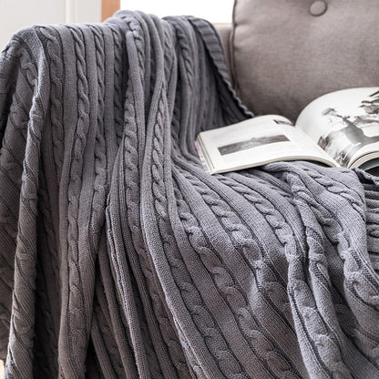 Solid Color Cotton Sofa Knit Blanket