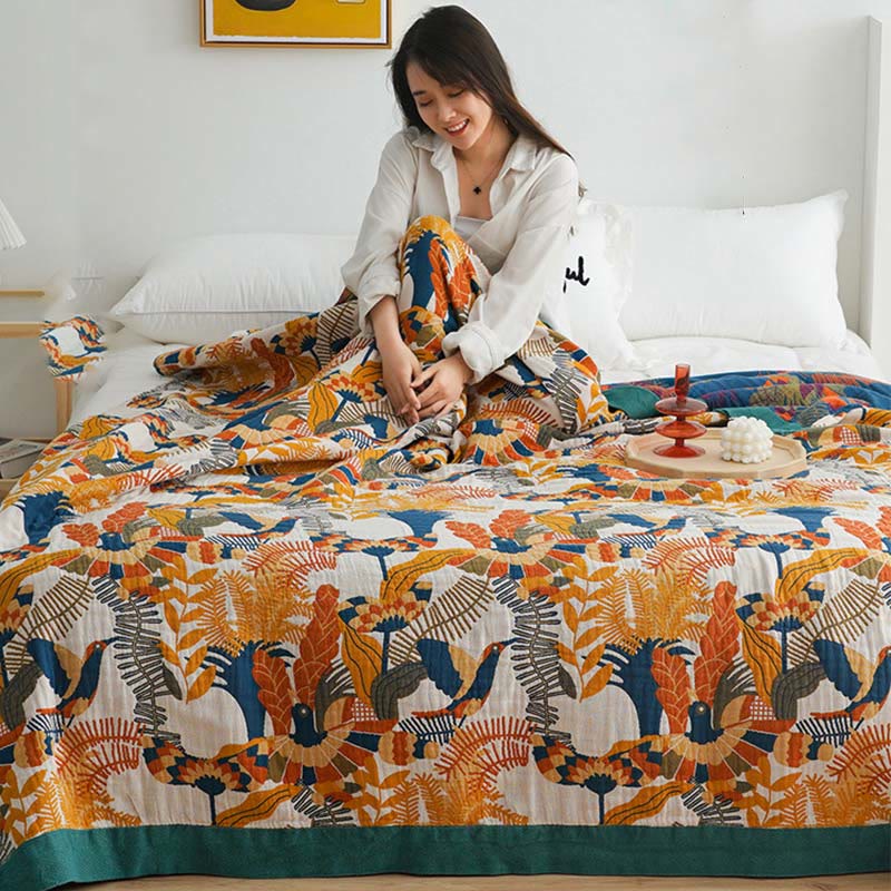 Ownkoti Soft Bird & Flower Cotton Reversible Quilt Quilts Ownkoti 4