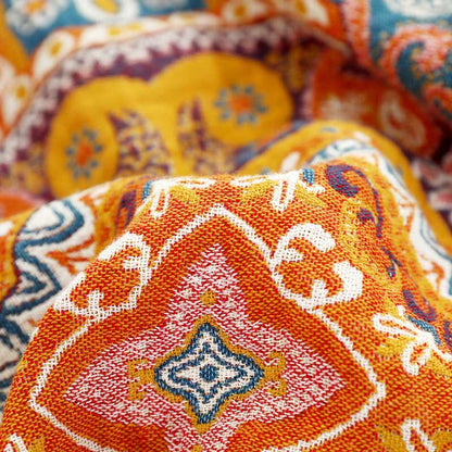 Boho Cotton Orange Reversible Sofa Blanket Blankets Ownkoti 9