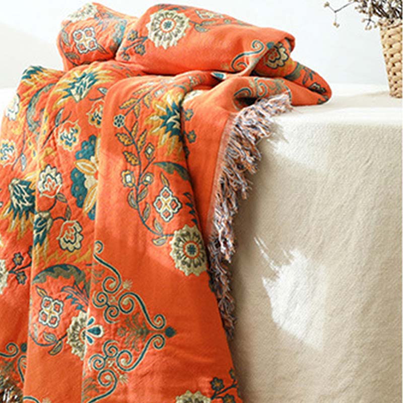 Ownkoti Vintage Throw Blanket Flower Sofa Cover