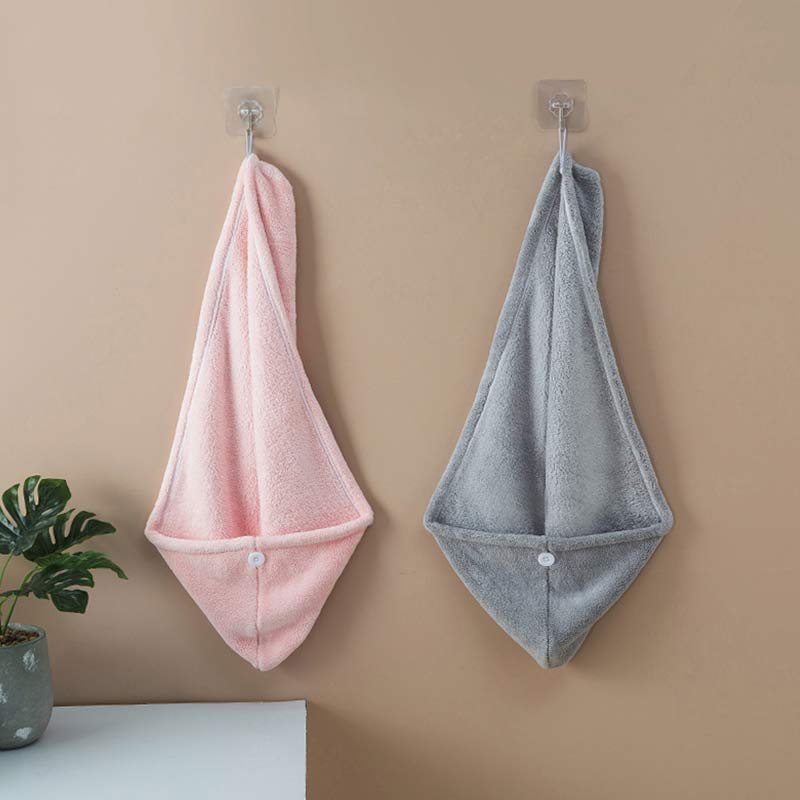 Suede Breathable Button Hair Drying Towel