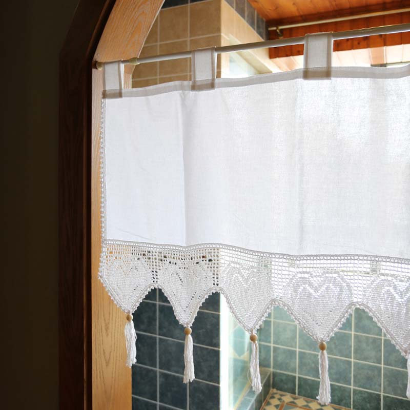 White Cotton Cabinet Curtain Short Curtain