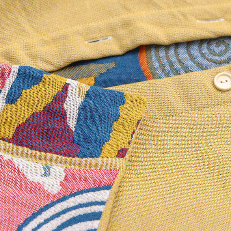Ownkoti Nordic Sun Print Button Cotton Pillowcases (2PCS)