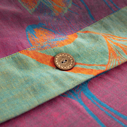 Floral Button Duvet Cover Bedsheet & Pillowcases (4PCS)