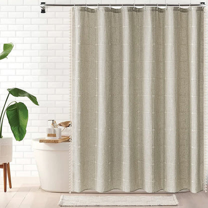 Simple Style Grid Waterproof Shower Curtain