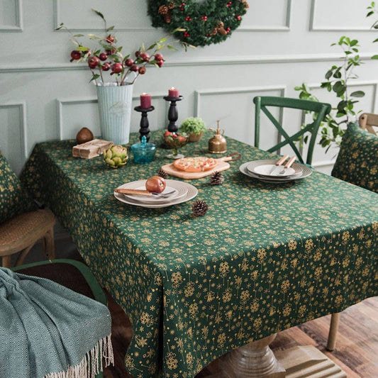 Green Christmas Rectangle Bronzing Gold Tablecloth
