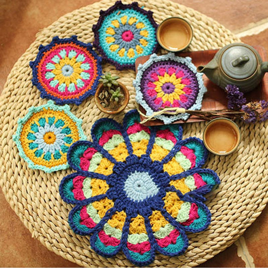 Crochet Flower Placemats Table Mats Coasters (5PCS)