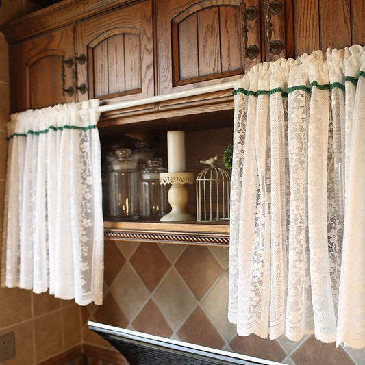 Retro Style White Lace Cabinet Curtain