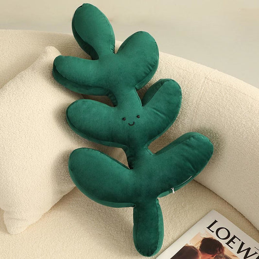 Ownkoti Cute Green Branch Cushion Plush Pillow