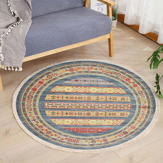 Bohemian Round Porch Rug with Tassels