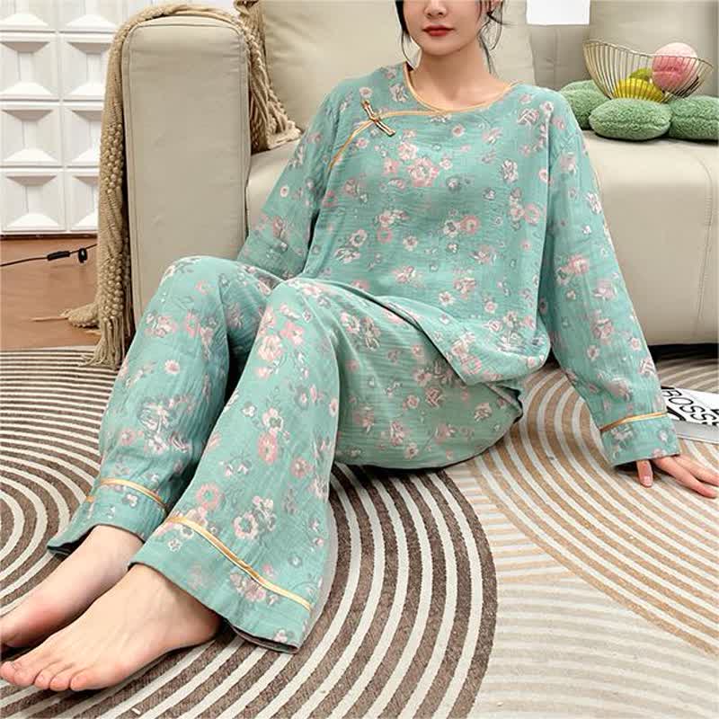 Plus-size Peony Cotton Pajama Set