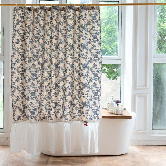 Pastoral Style Ruffled Vintage Shower Curtain