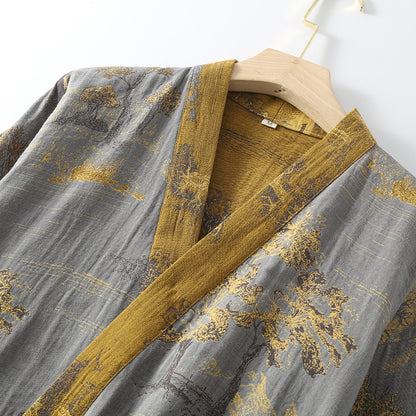 Pure Cotton Breathable Retro Kimono Bathrobe