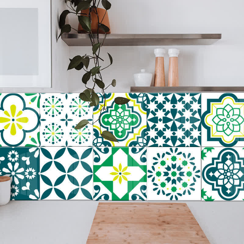 Ownkoti Colorful Mixed Pattern Wallpaper Tile Sticker (10PCS)