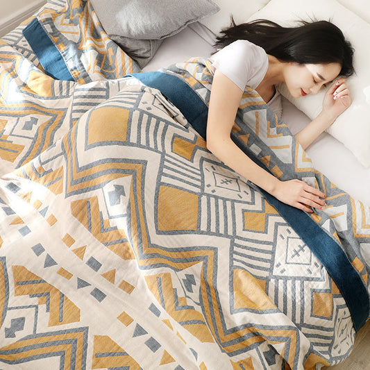 Ownkoti Double-Side Wave Pattern Quilt Breathable Coverlet Quilts Ownkoti Blue & Yellow Full
