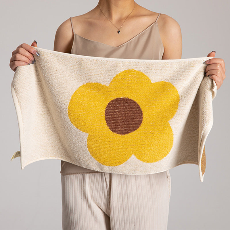 Flower Pattern Colorblock Breathable Cotton Towel