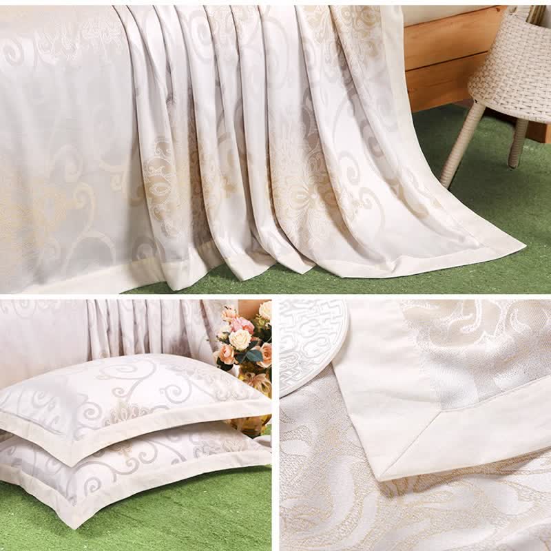 Floral Bamboo Fiber Coverlet Blanket & Pillowcases (3PCS) Coverlets Ownkoti 1