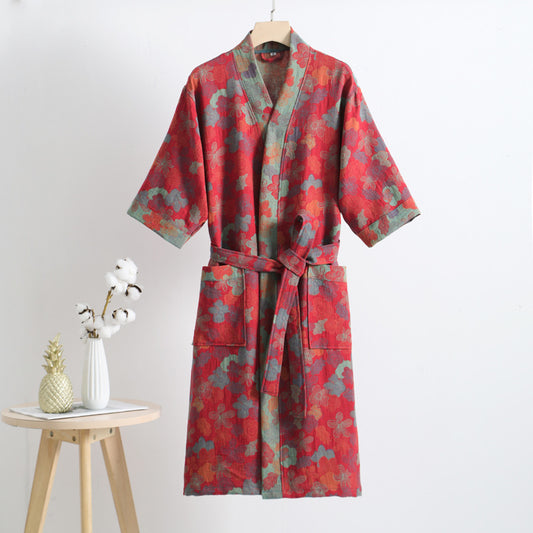 Luxurious Floral Cotton Short Sleeve Robe