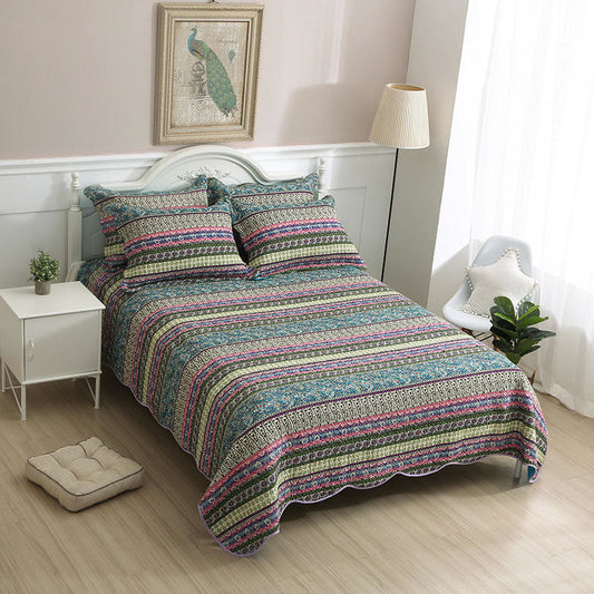 Ownkoti Pastoral Striped Cotton Quilt with Pillowcase