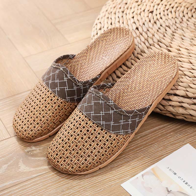 Modern Hollow-out Anti-slip Flax Slippers Slippers Ownkoti Coffee 3XL