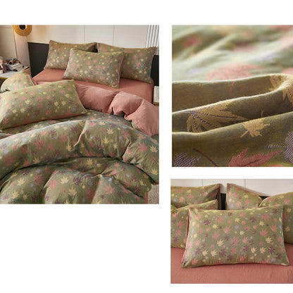 Maple Leaf Duvet Cover Bedsheet & Pillowcases (3/4PCS) Bedding Set Ownkoti 4
