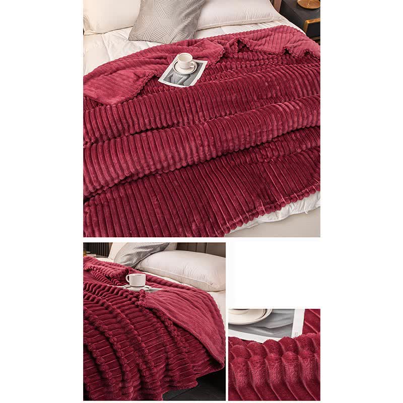 Solid Color Stripe Soft Throw Blanket Blankets Ownkoti 18