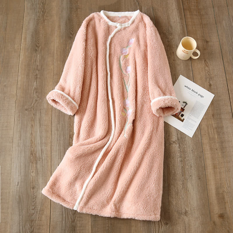 Tulip Round neck Long Fleece Nightgown