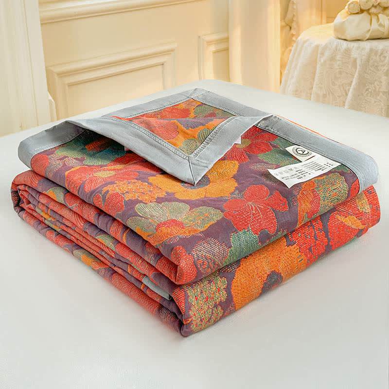 Pure Cotton Floral Style Reversible Coverlet