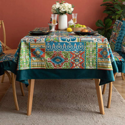 Morocco Flower Print Tablecloth Chair Cushion