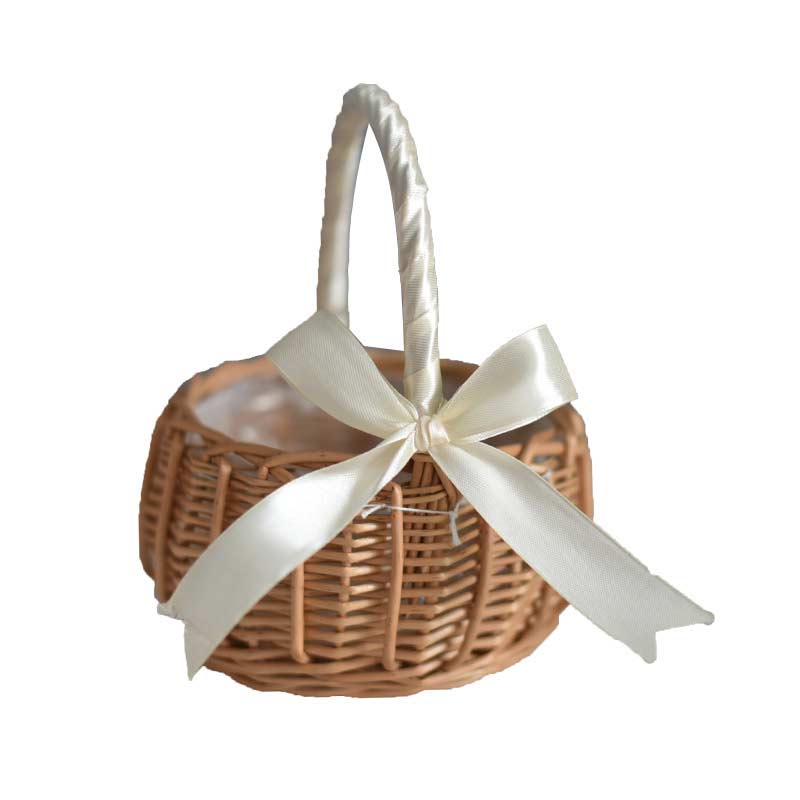 Wicker Rattan Baskets Flower Girl Baskets with Handle (2PCS)