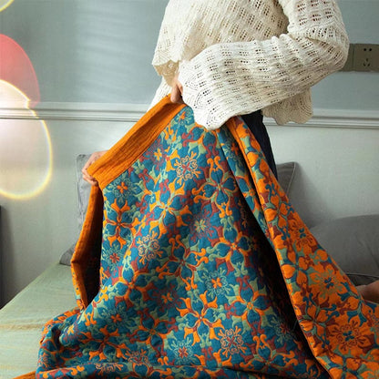 Orange & Blue Pattern Six Layers Cotton Quilt Quilts Ownkoti 2