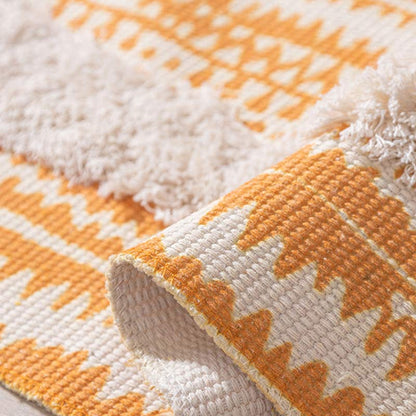 Stylish Pattern Tassel Cotton Bedroom Rug