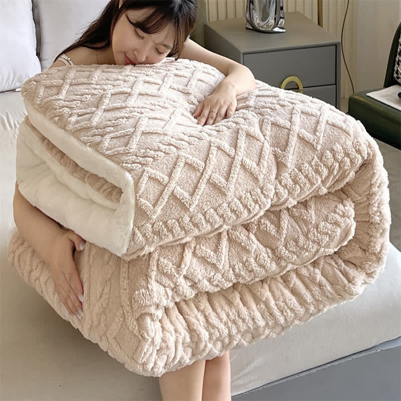 Jacquard Solid Color Comfy Fluffy Blanket ownkoti