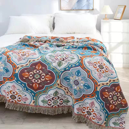 Moroccan Style Cotton Gauze Tassel Blanket