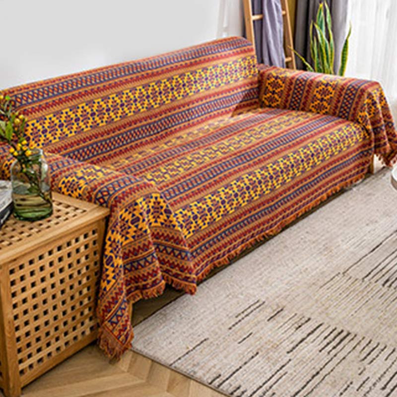 Vintage Geometric Blanket Reversible Sofa Cover