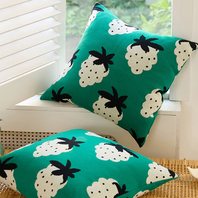 Strawberry Pattern Breathable Cotton Pillowcases (2pcs) Pillowcases Ownkoti Green 45cm x 45cm