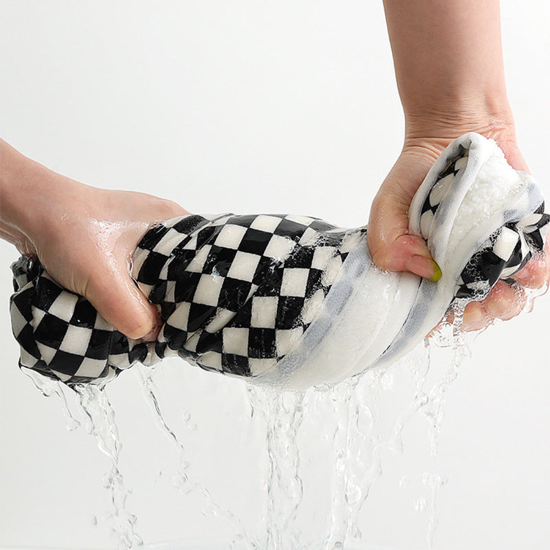 Checkerboard Button Hair Drying Towel
