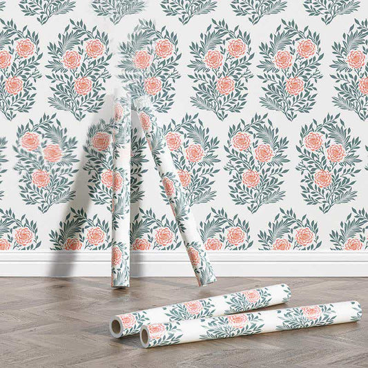 Ownkoti Rose Print Peel & Stick Wallpaper (1 roll)