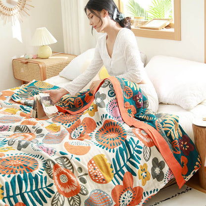 Ownkoti Orange Cartoon Flower Pattern Cotton Quilt Quilts Ownkoti 3